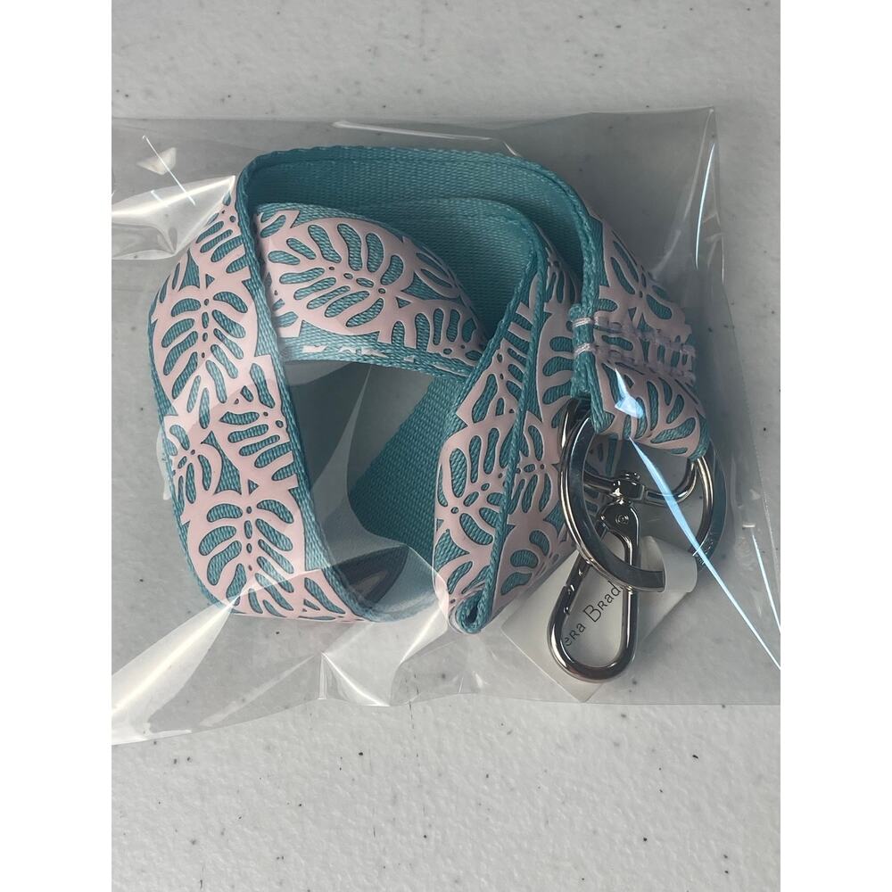 Vera Bradley Rainforest Canopy Light Teal Pink Wide Lanyard NWT - Picture 2 of 9
